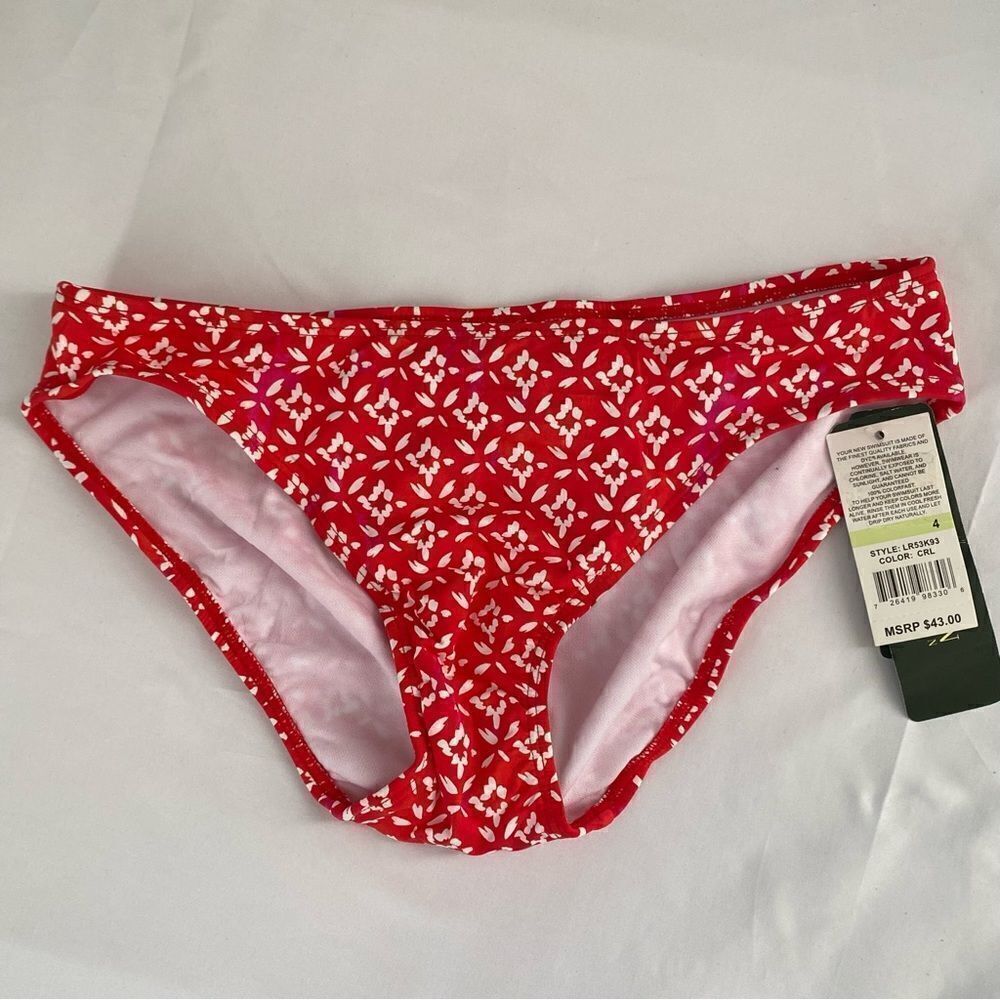 Ralph Lauren Spring Ditzy Print Hipster Bottom Logo Plate Swimsuit Bottom Red 4
